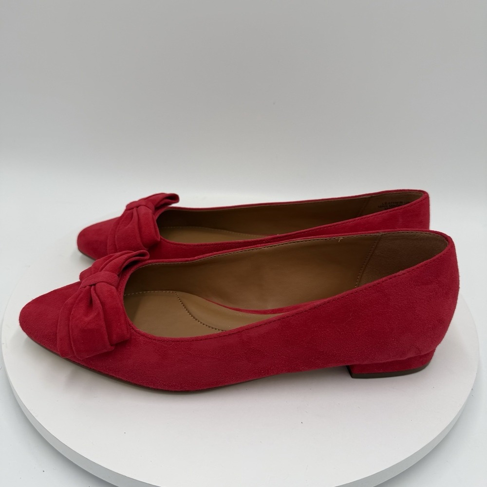 Talbots Edison Suede Leather Ballet Women‎ 7M Flats Pointed Toe Shoe Red Knot